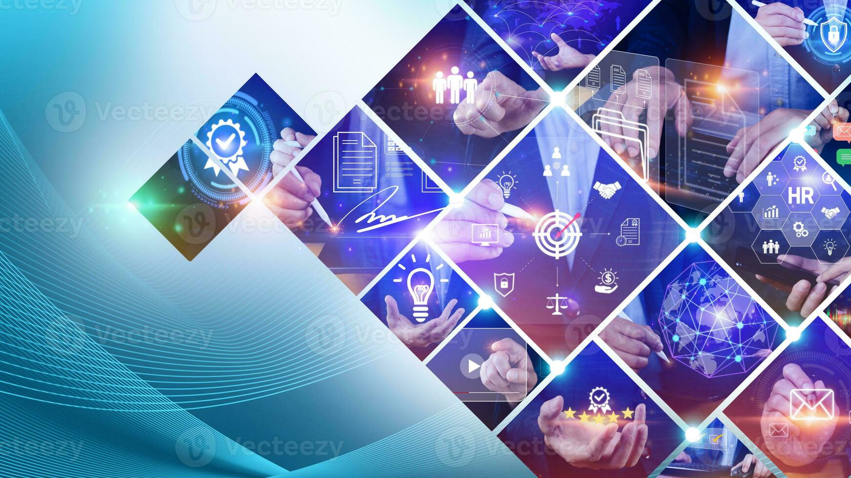 Global business structure of networking, Analysis and data exchange customer connection, HR recruitment and global outsourcing, Customer service, Teamwork, Technology and data connection worldwide. photo