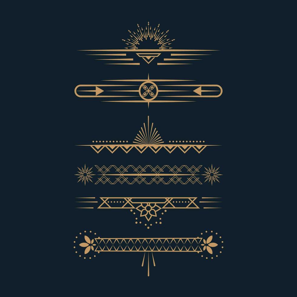 Set of Vintage Art Deco Line vector
