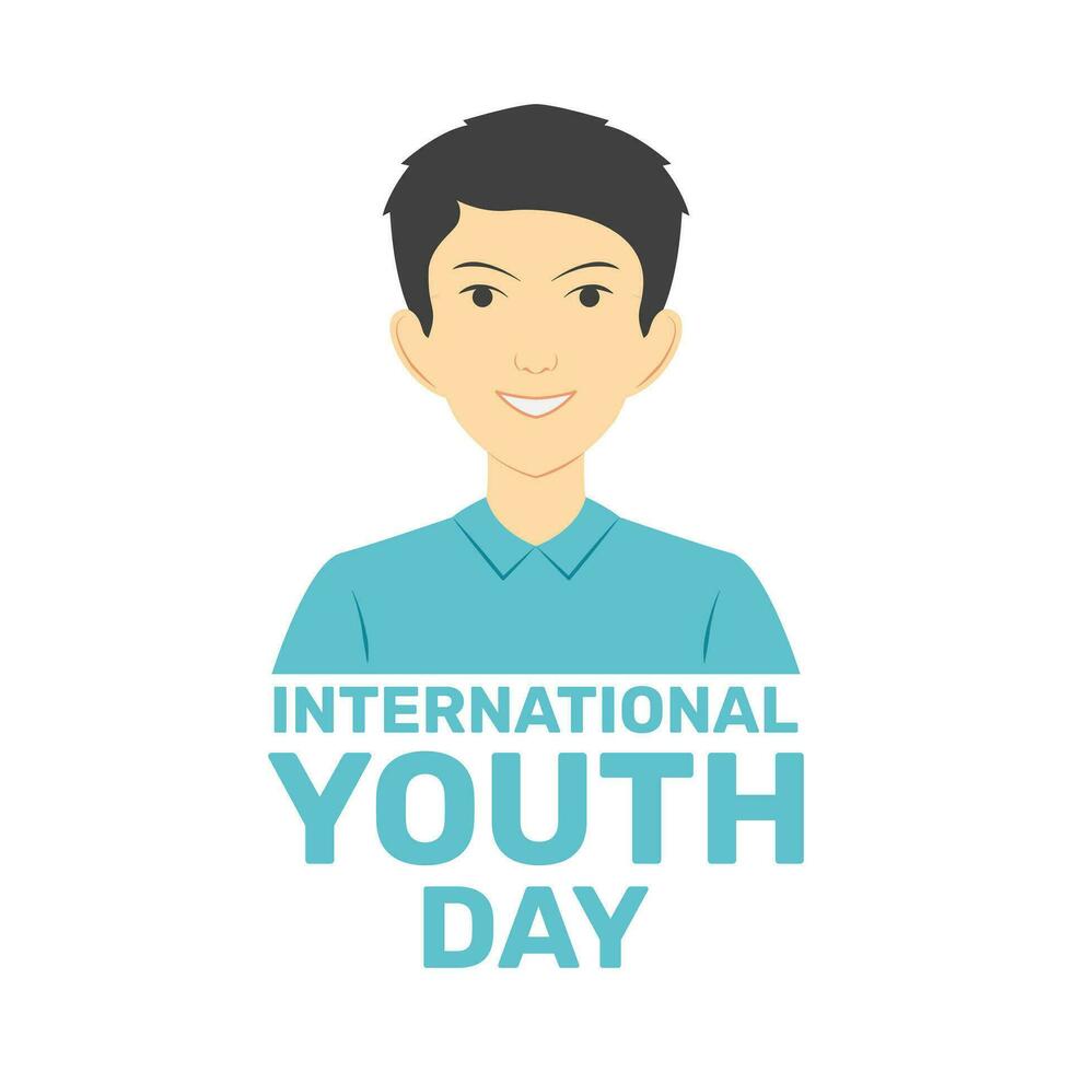 International Youth Day with boy cartoon character in flat design vector