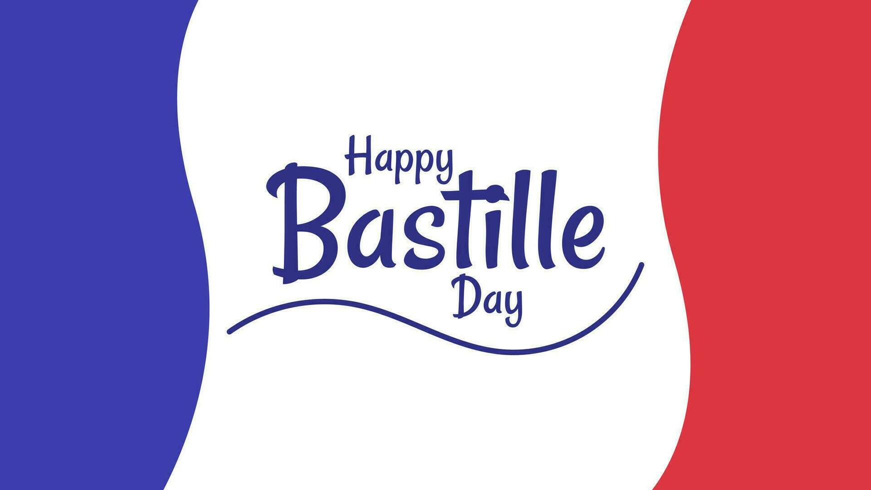 Vector illustration of Happy Bastille Day with france flag in flat design