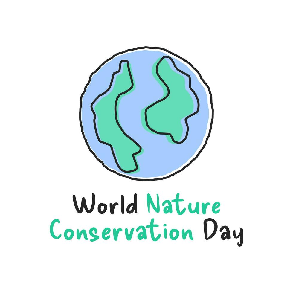 World Nature Conservation Day with earth icon in flat design vector