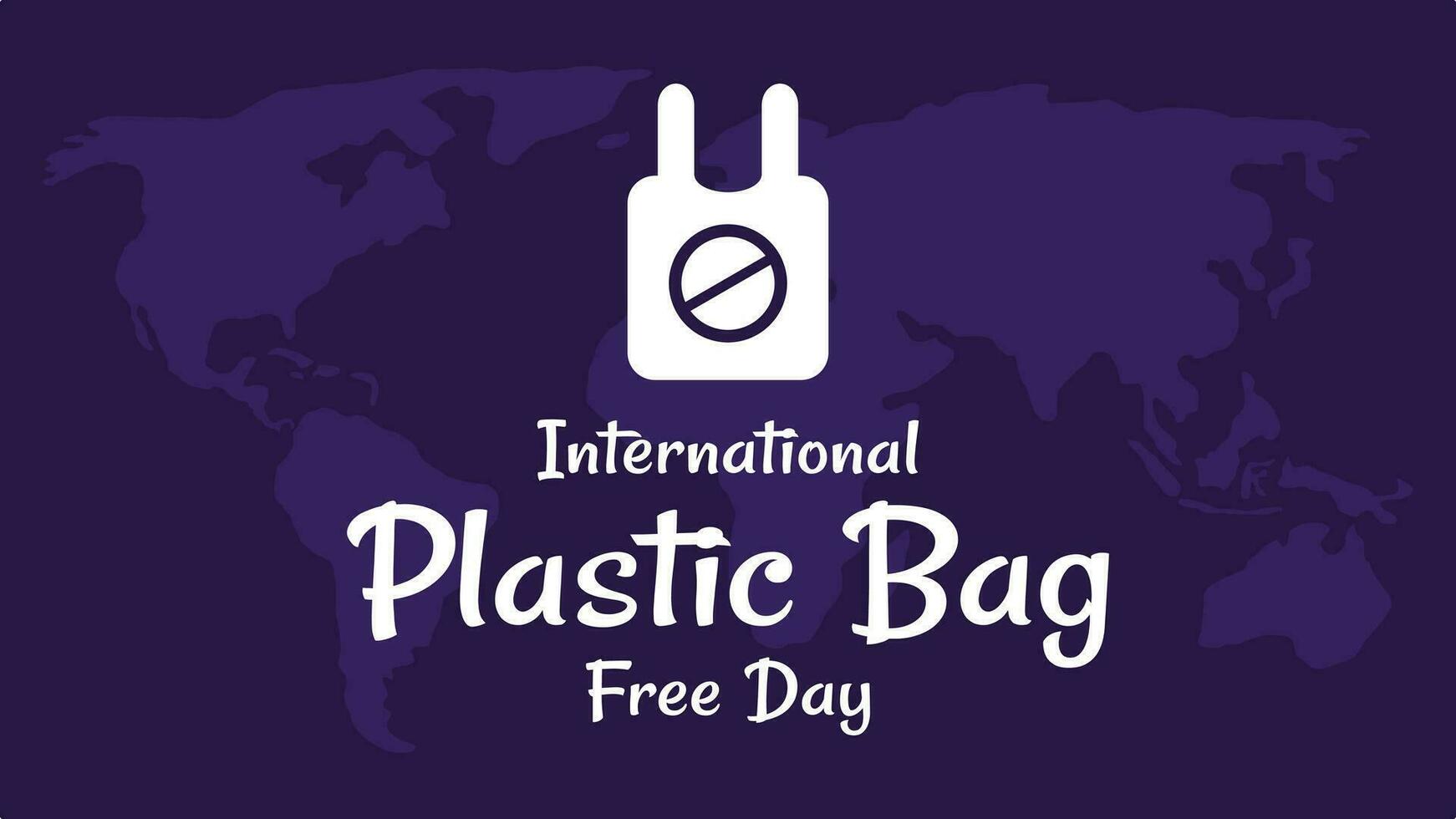 International plastic bag free day with world map background in flat design vector