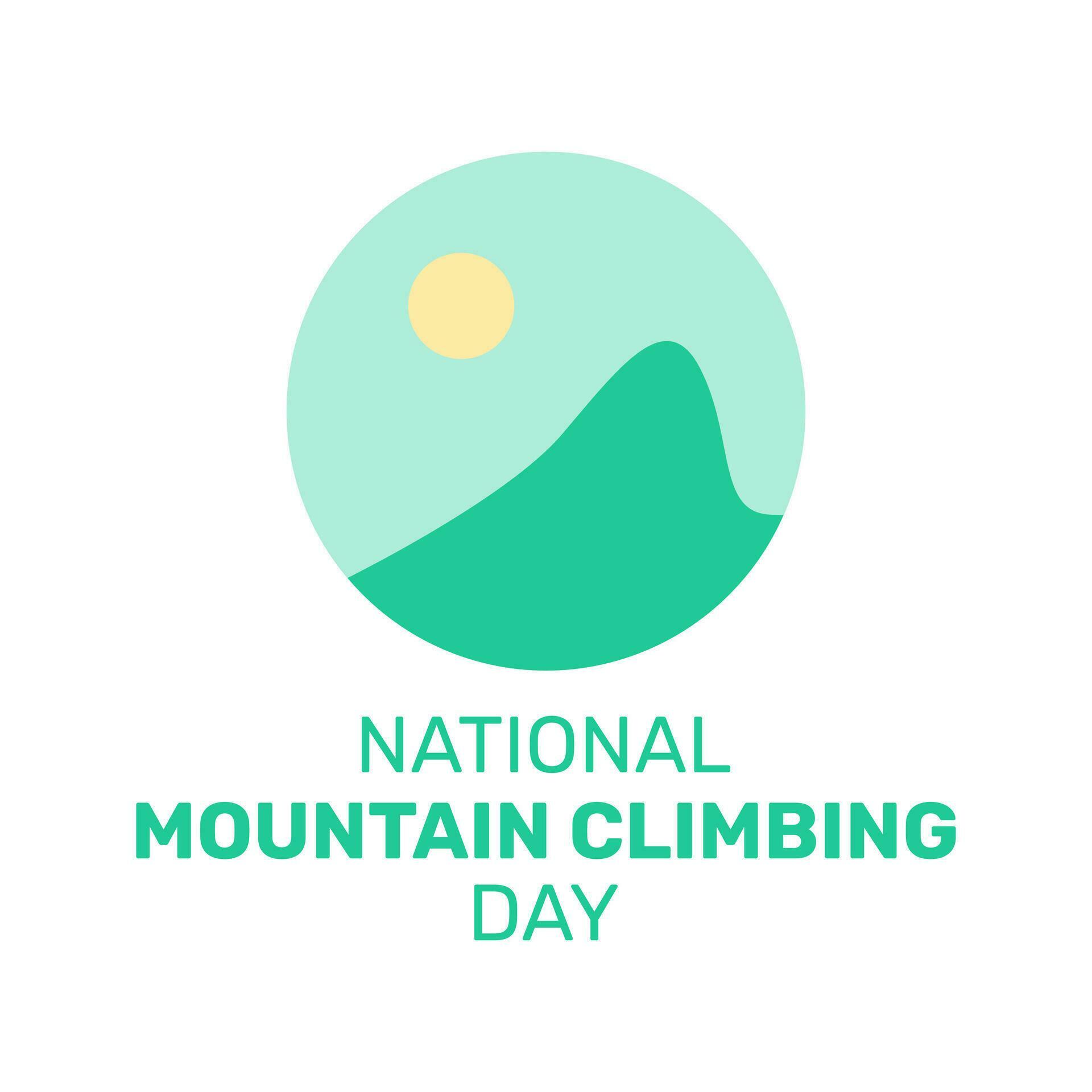 National Mountain Climbing Day with mountain and sun icon in flat