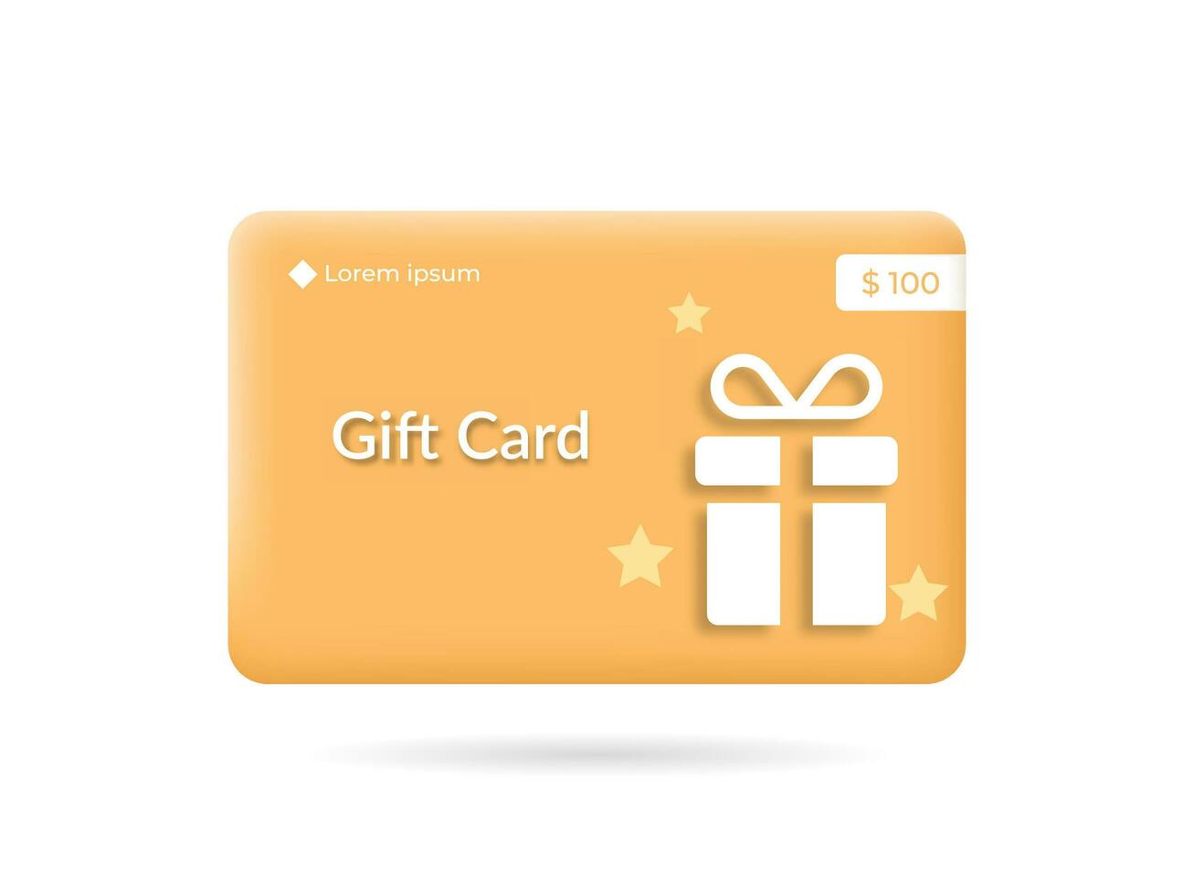 Gift card 3D vector. Loyalty program, customer gift reward bonus card vector