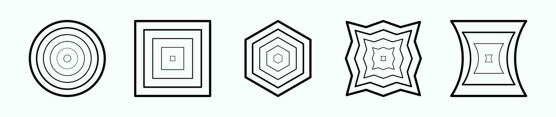 Geometric shape line icon set - Vector. vector