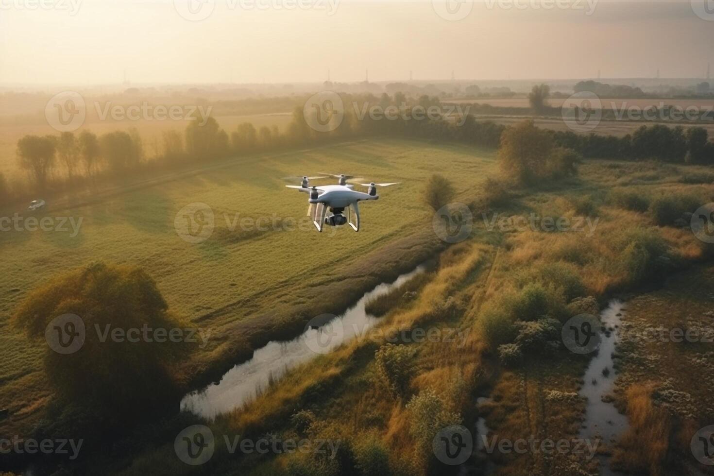 Over view at drone flying over the landscape, created with photo