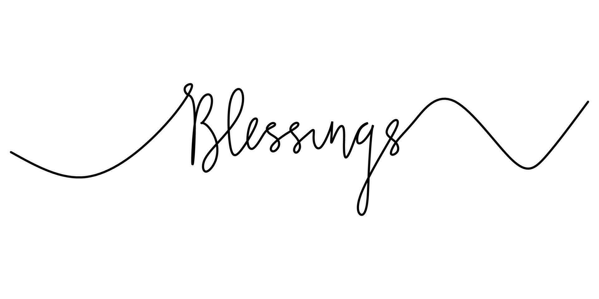 One continuous line drawing typography line art of blessing word vector