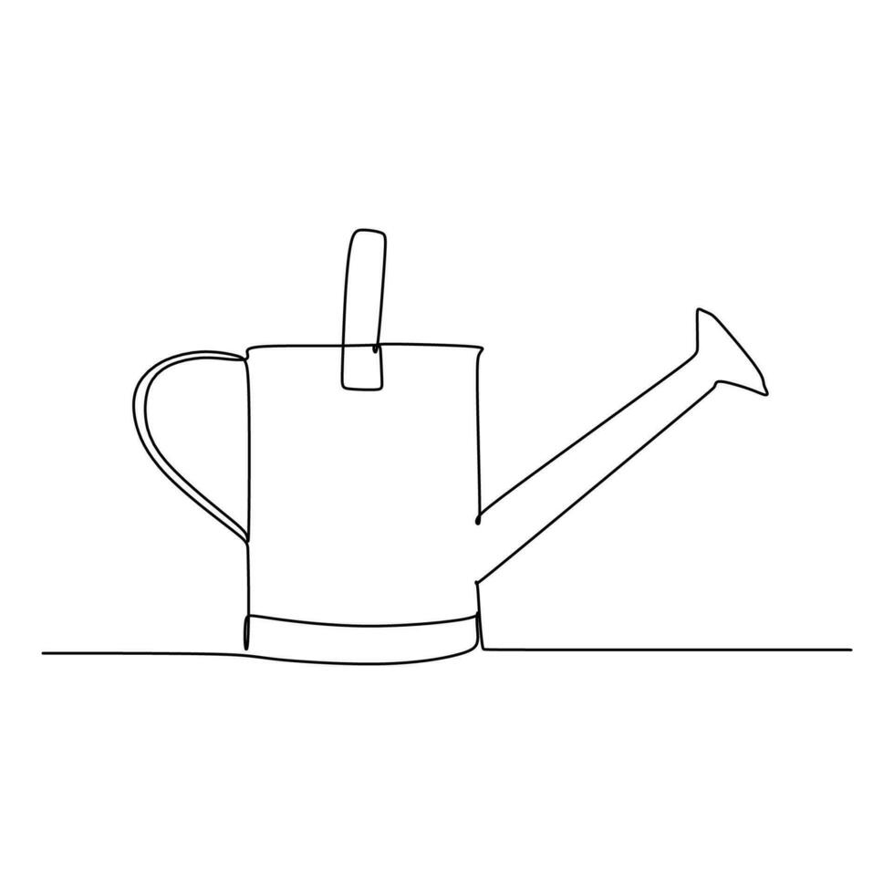 one line drawing continuous design of watering can on white background vector