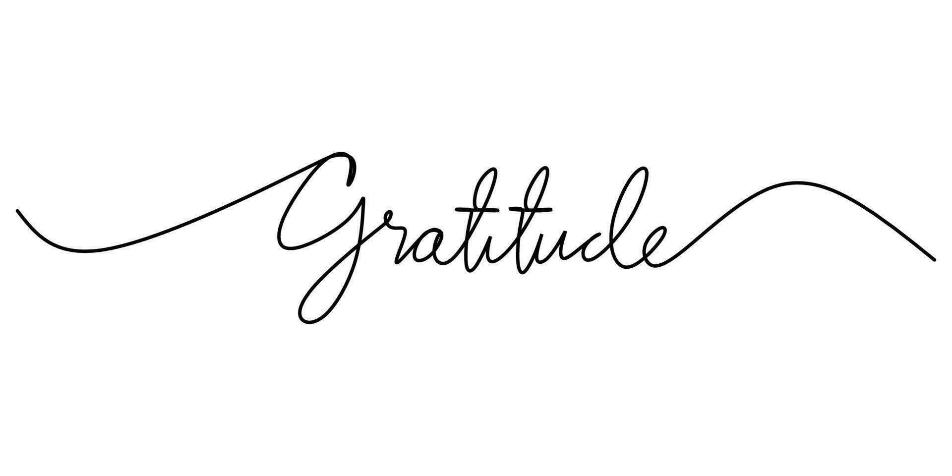 One continuous line drawing typography line art of gratitude word vector