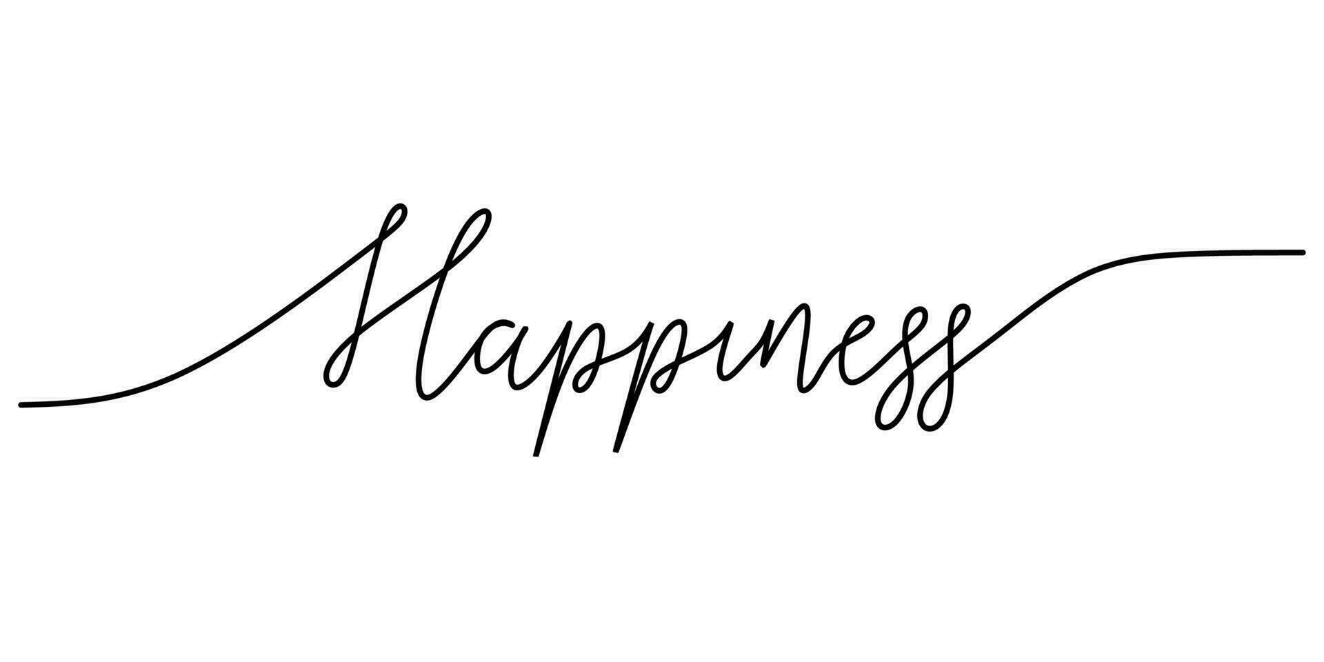 One continuous line drawing typography line art of happiness word vector