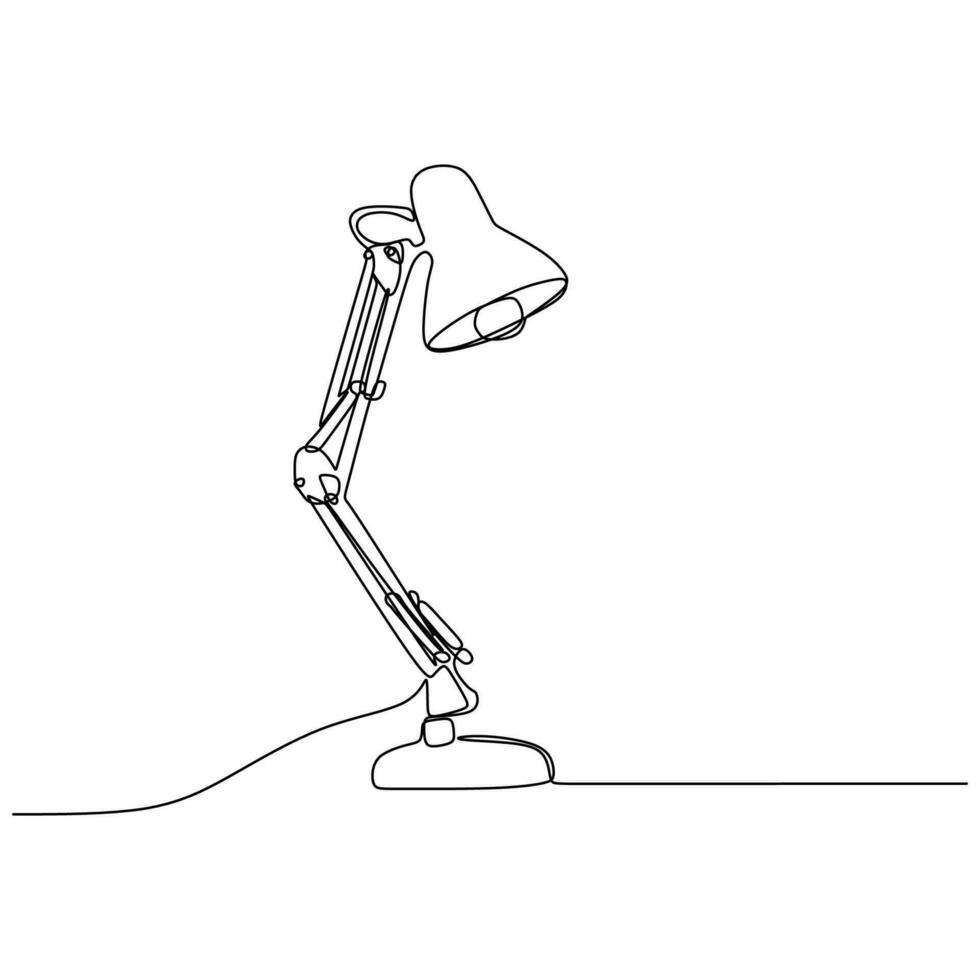 one line drawing continuous design of desk lamp on white background. vector