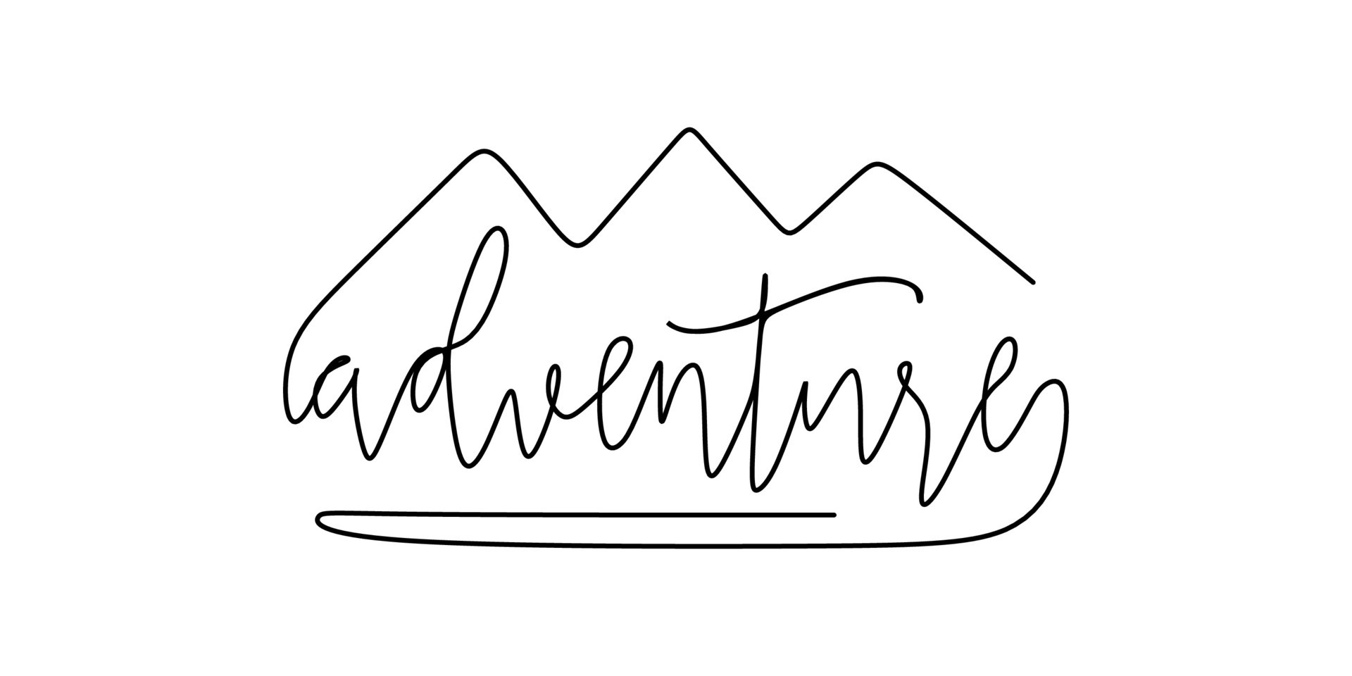 One continuous line drawing typography line art of adventure word