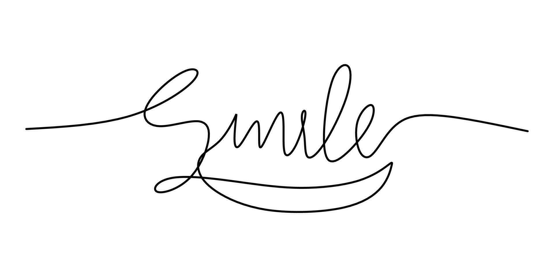 One continuous line drawing typography line art of smile word vector
