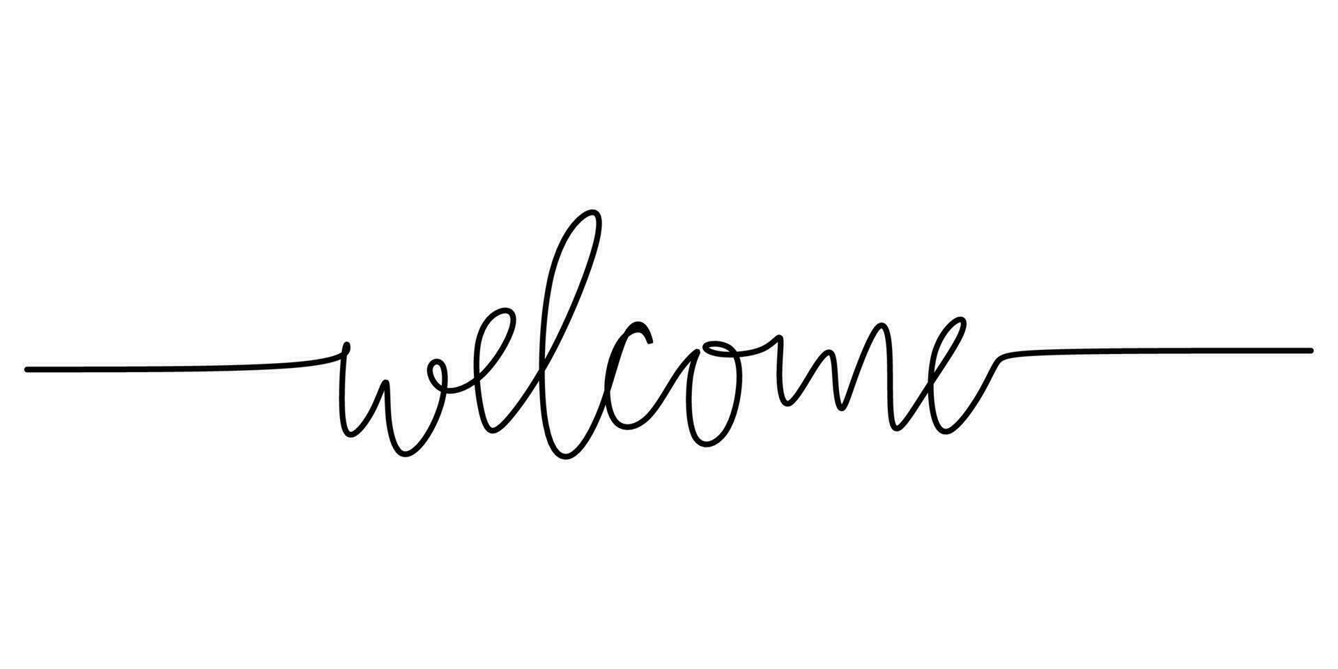 One continuous line drawing typography line art of welcome word vector