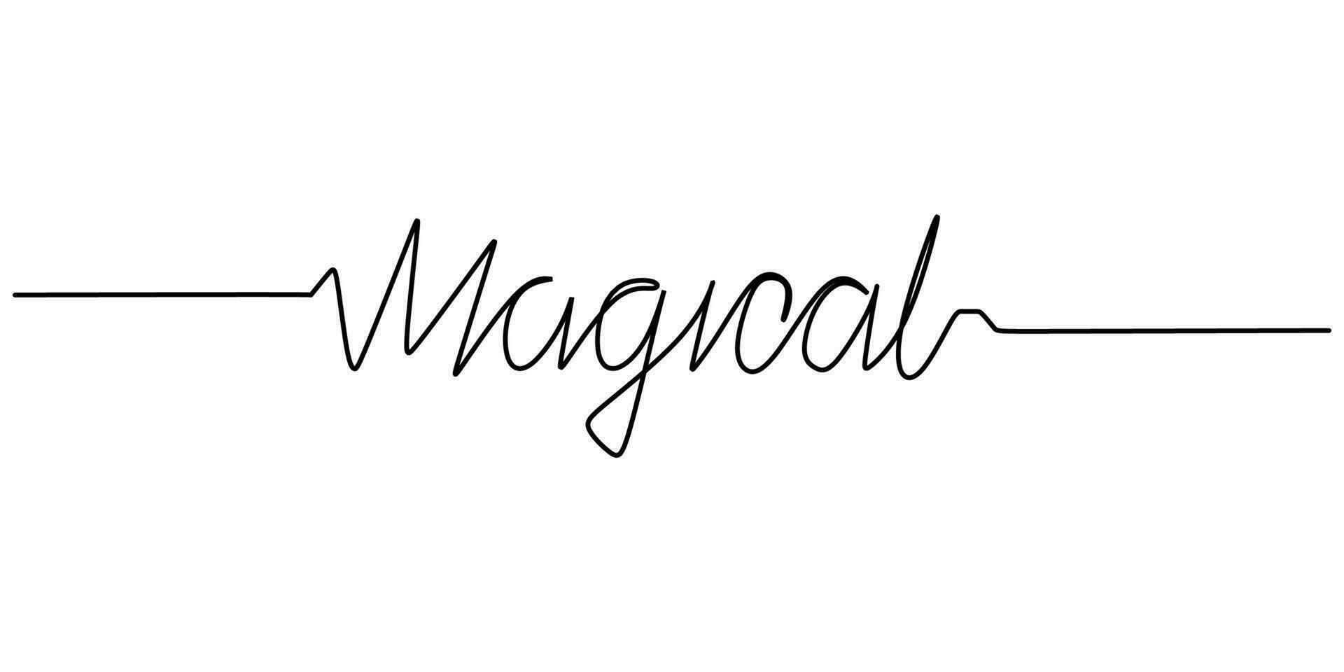 One continuous line drawing typography line art of magical word vector