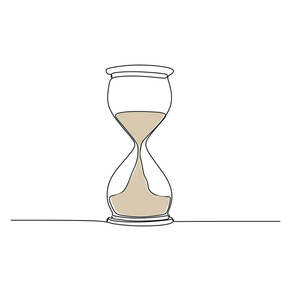 one line drawing continuous design of sand clock on white background. vector