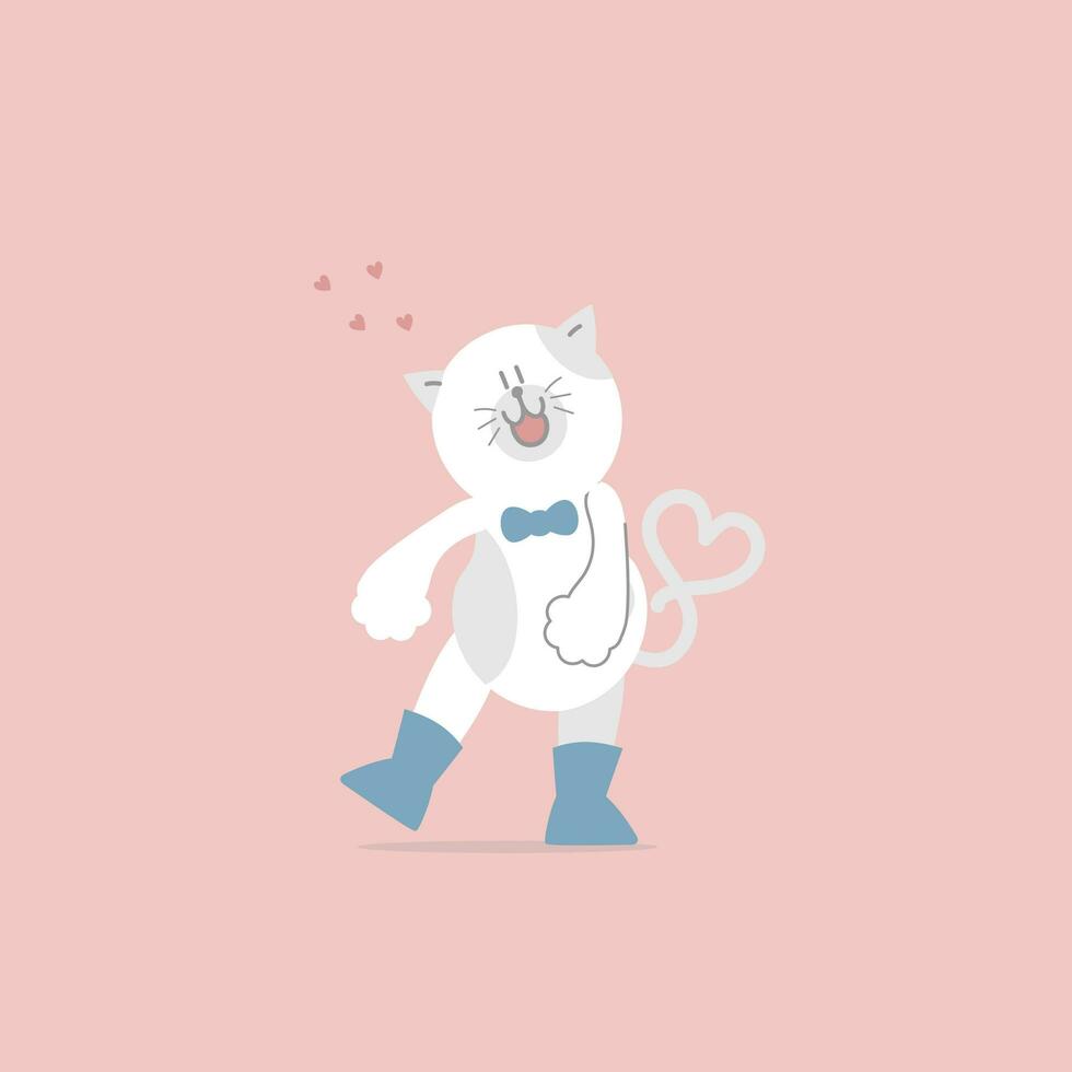 cute and lovely cat, happy valentine's day, birthday, love concept, flat vector illustration cartoon character design isolated