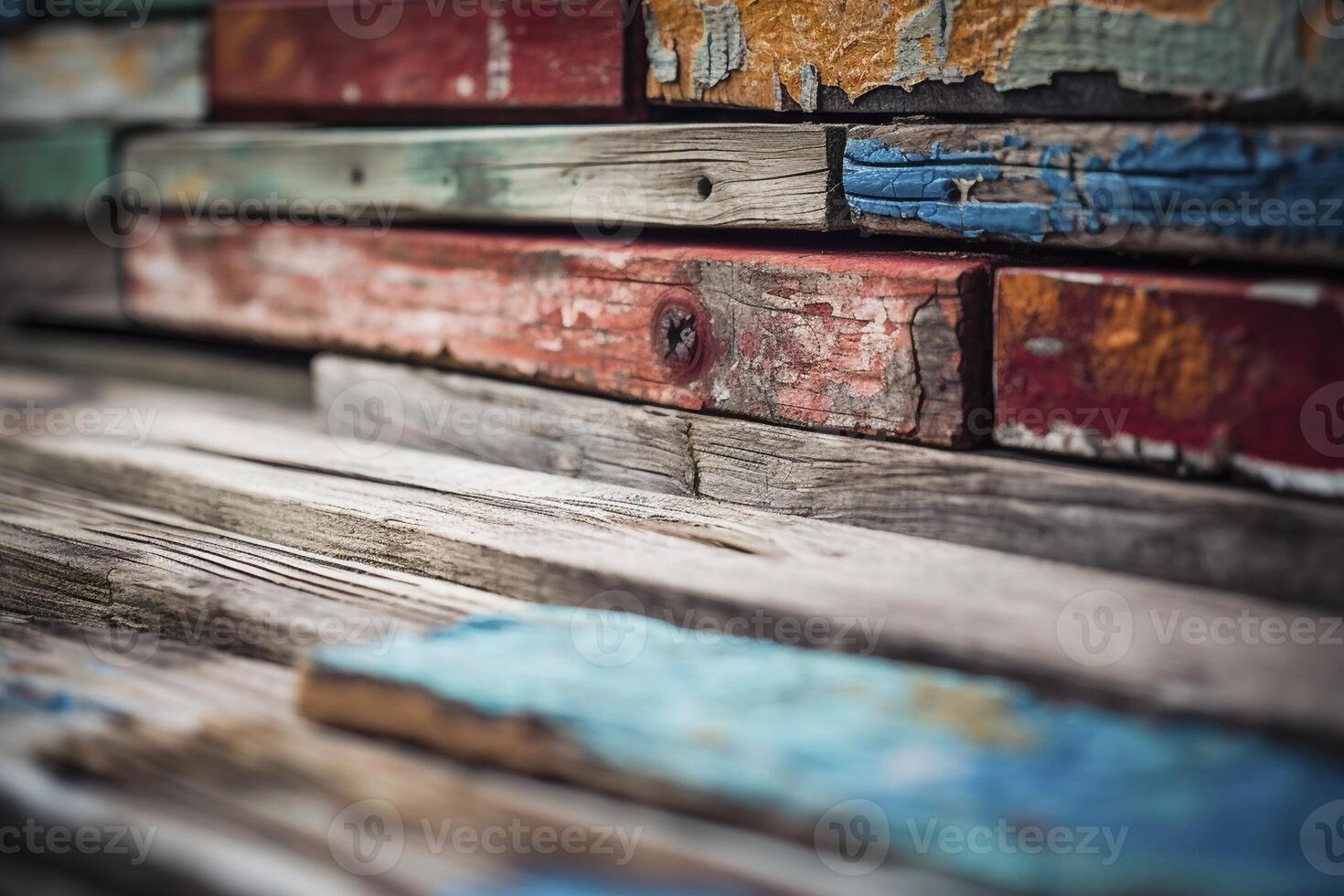 Old weathered colorful wooden panels, created with photo
