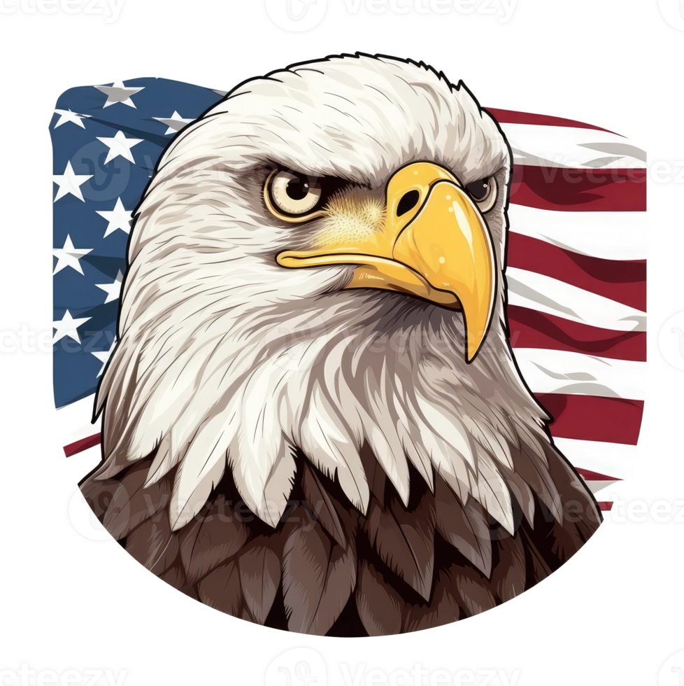 Örn i främre av ett amerikan flagga . ai genererad png