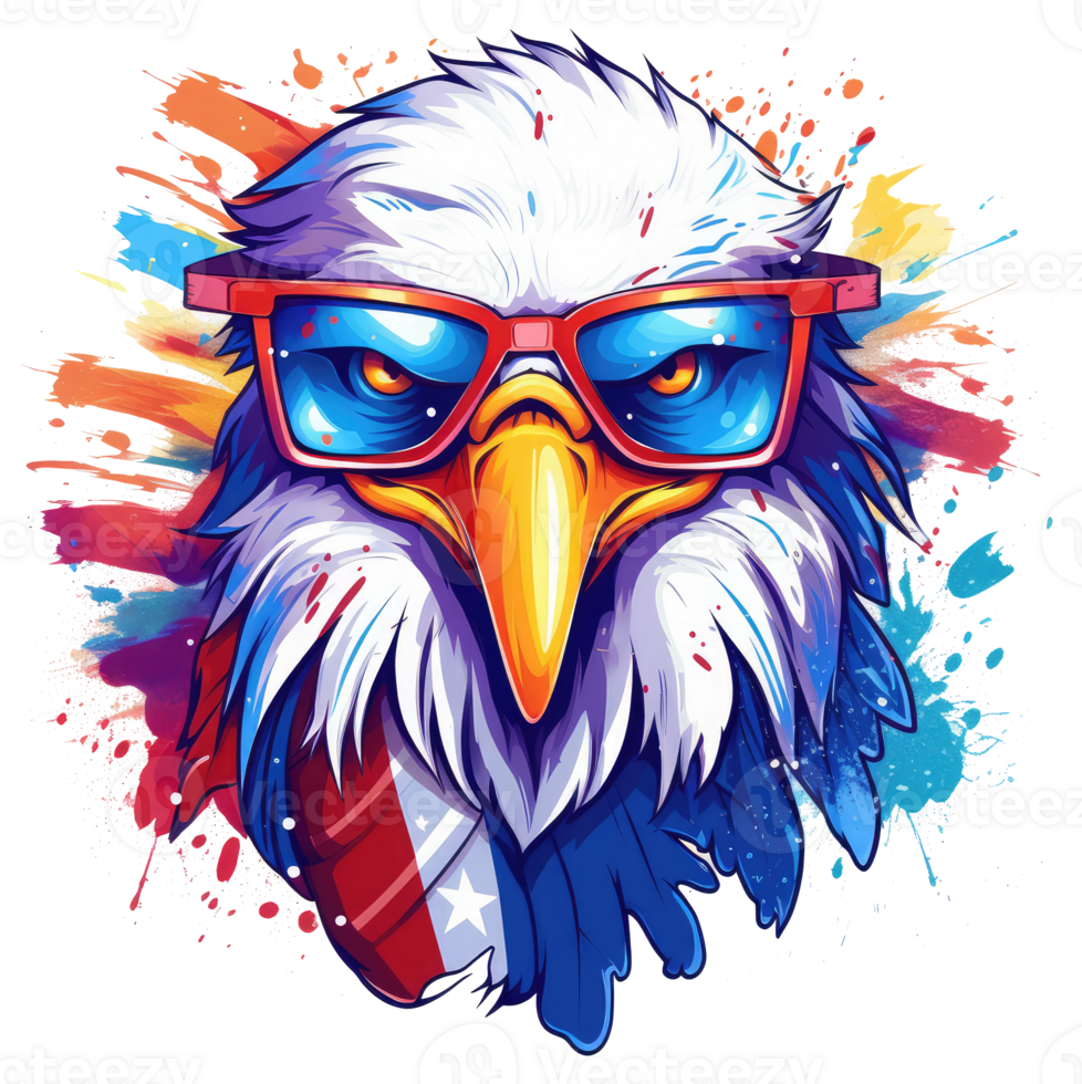 eagle with american flag sunglasses . png