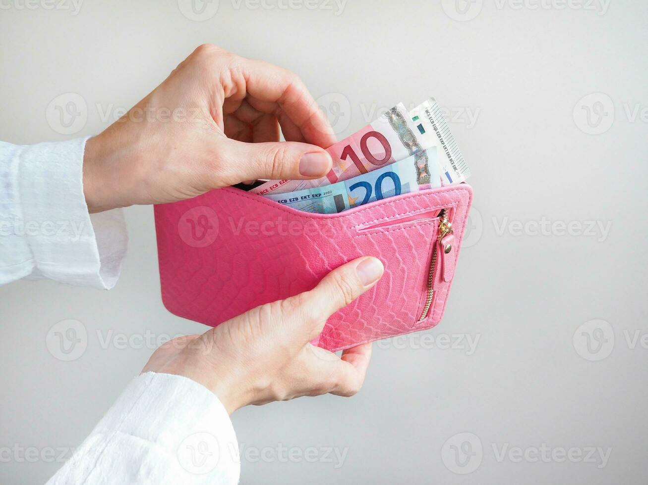 Euro banknotes in the wallet photo