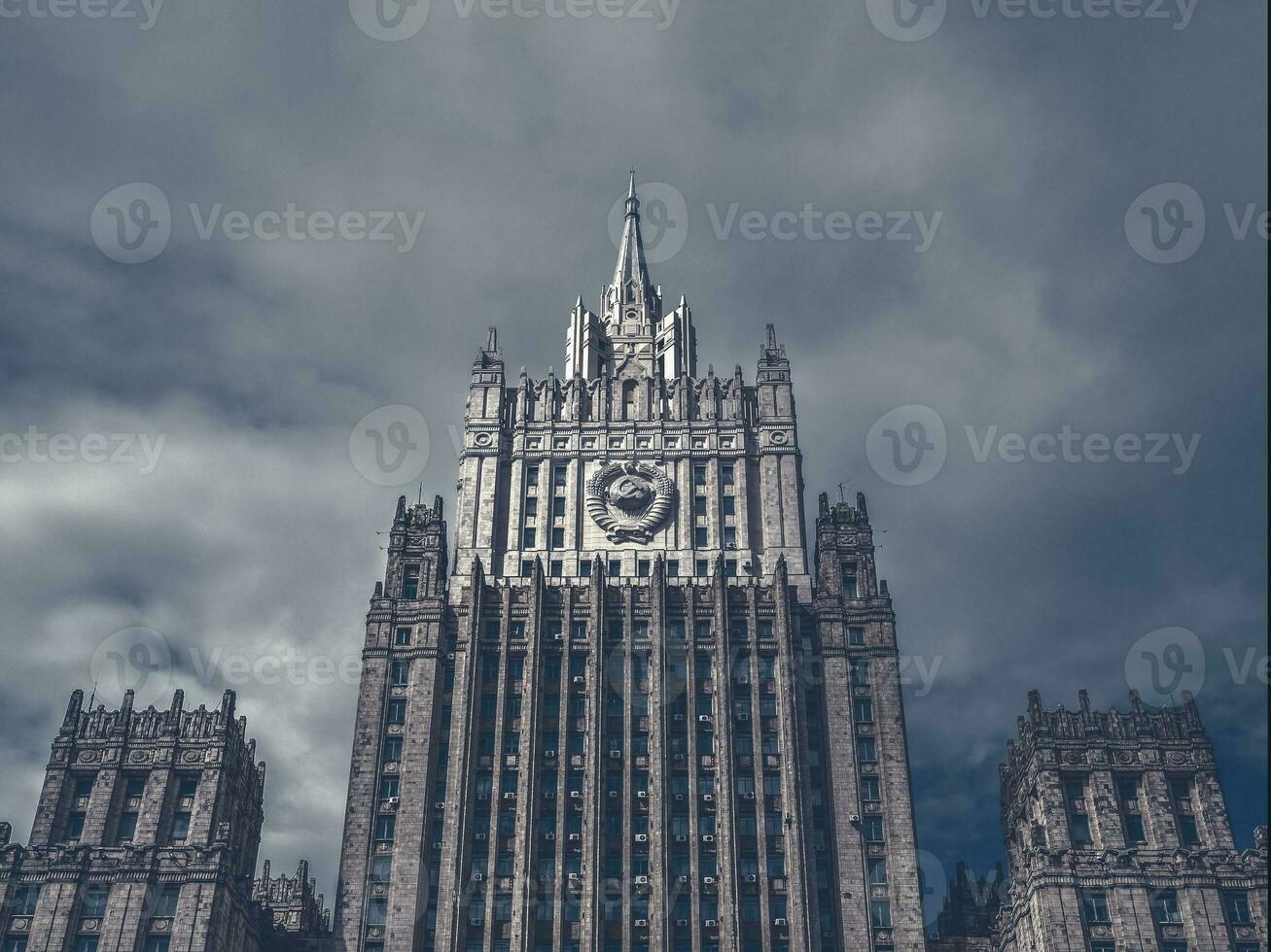 Mystical view of building of the Ministry of Foreign Affairs of the Russian Federation photo