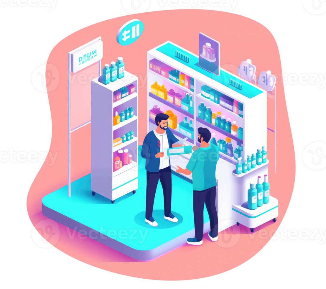 pharmacist consulting a customer in a pharmacy . png