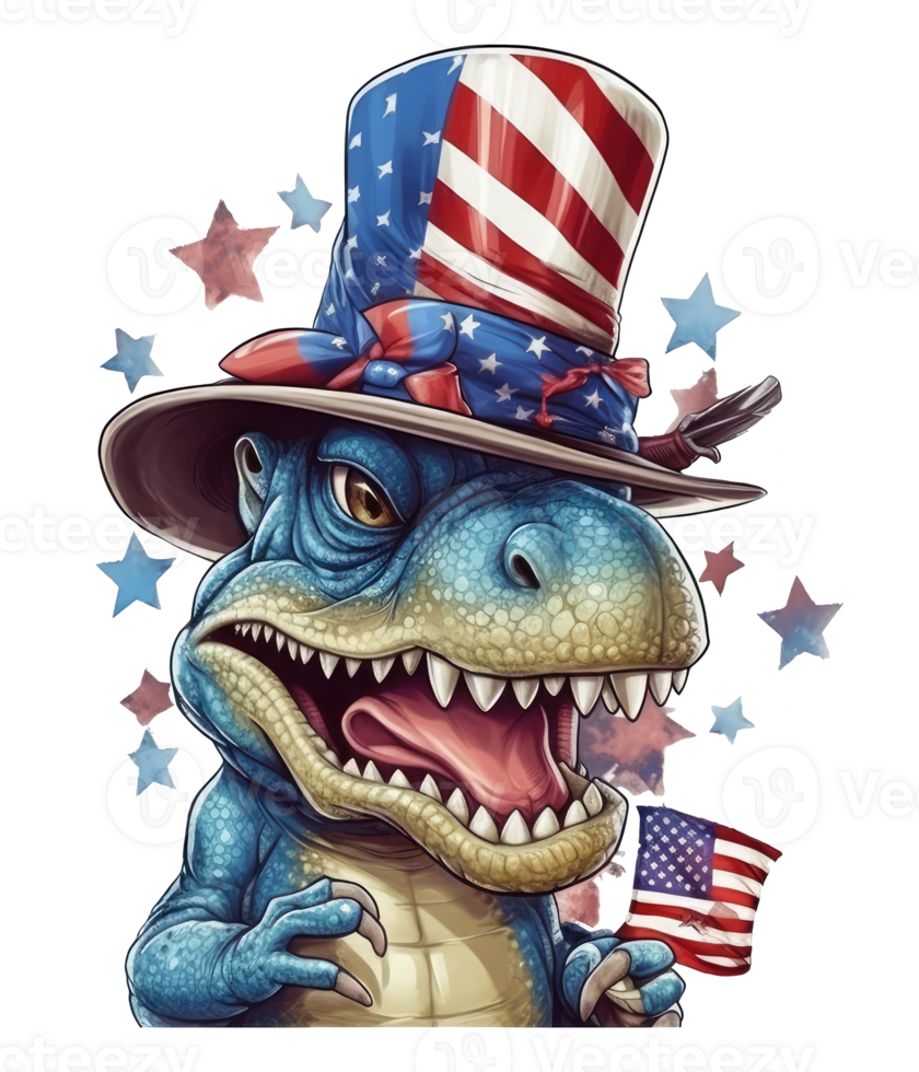 dinossauro com americano bandeira . ai gerado . ai gerado png