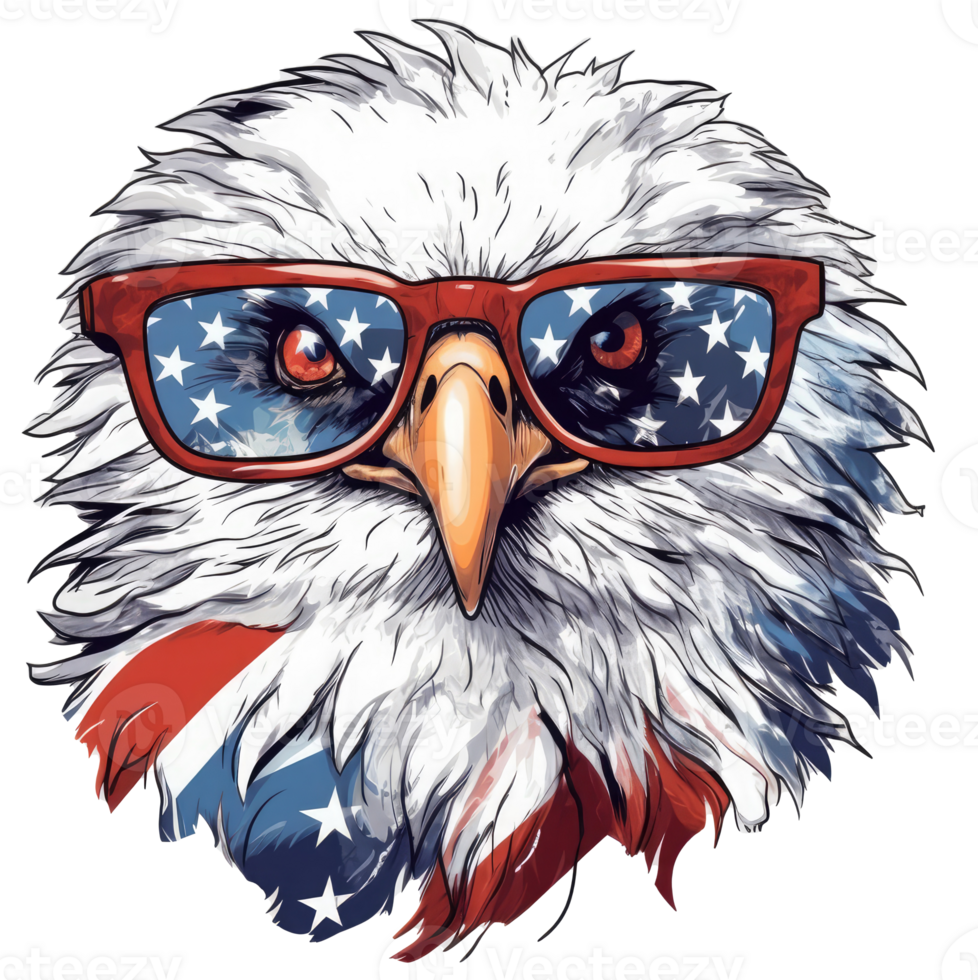 eagle wearing an American flag bandanna also wearing sunglasses . png