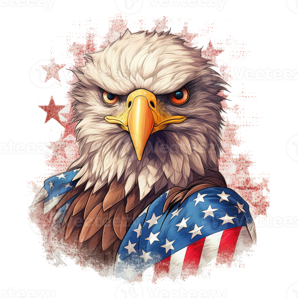 eagle with american flag . AI Generated 24760091 PNG