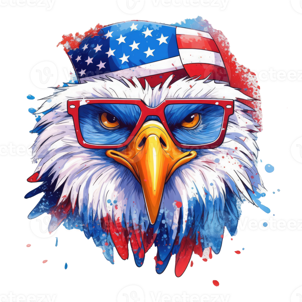 eagle with american flag sunglasses . png