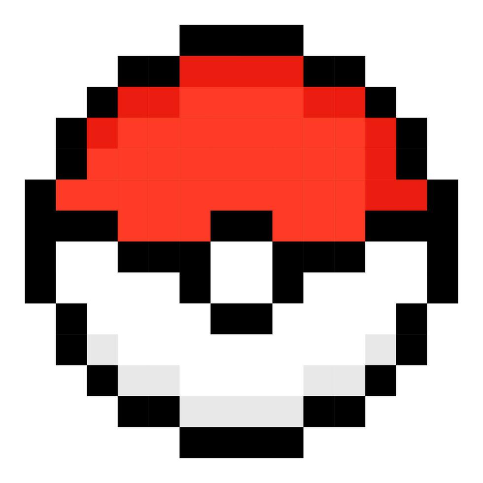 Red and white ball of the popular cartoon 90s pixel art. vector