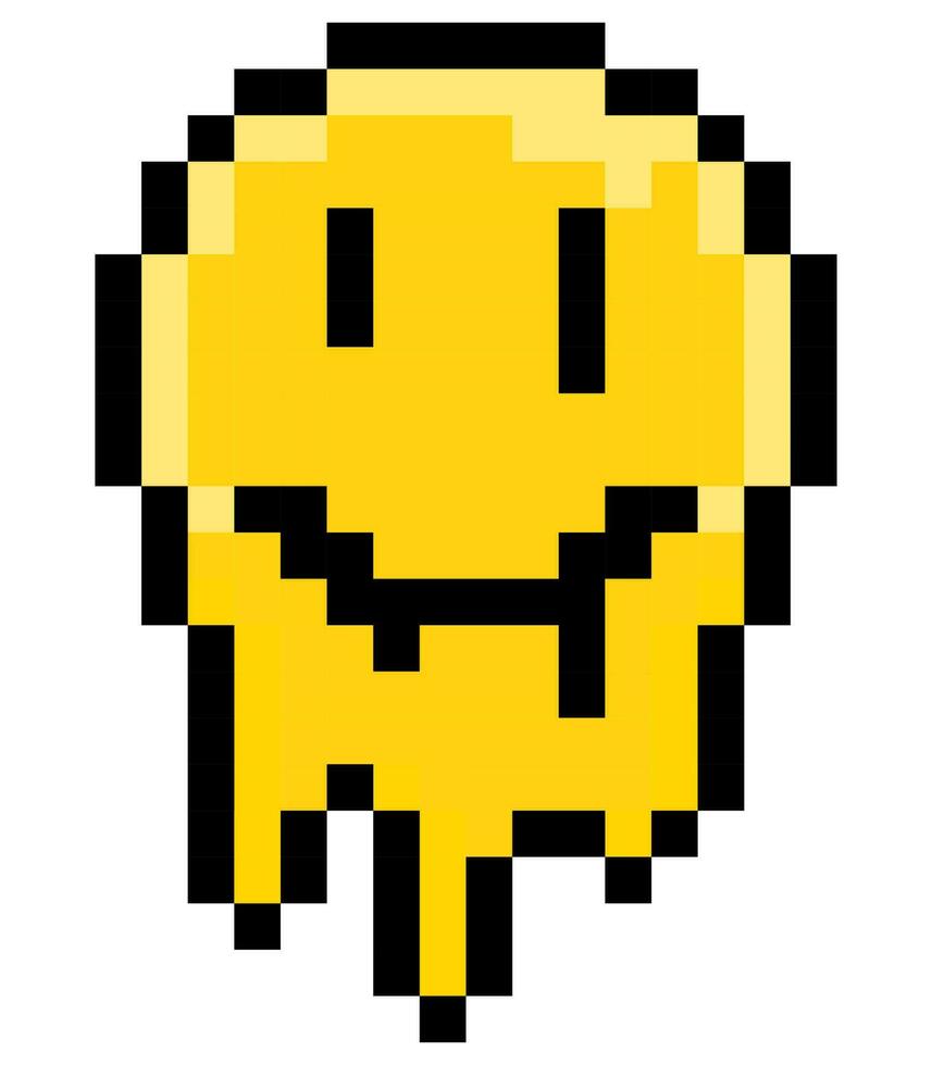 Melting yellow pixel smile vector