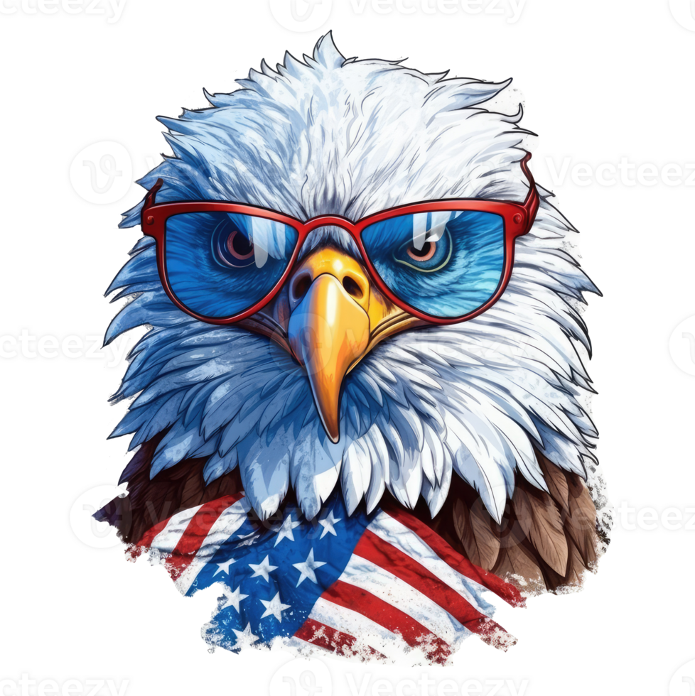 Adler mit amerikanisch Flagge Sonnenbrille . ai generiert png