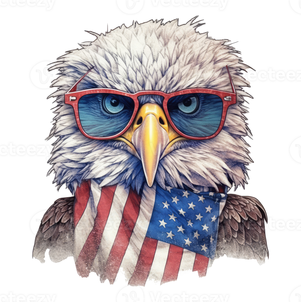 eagle with american flag sunglasses . png