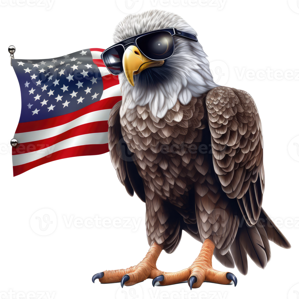 Adler tragen Heer Outfit mit amerikanisch Flagge . ai generiert png