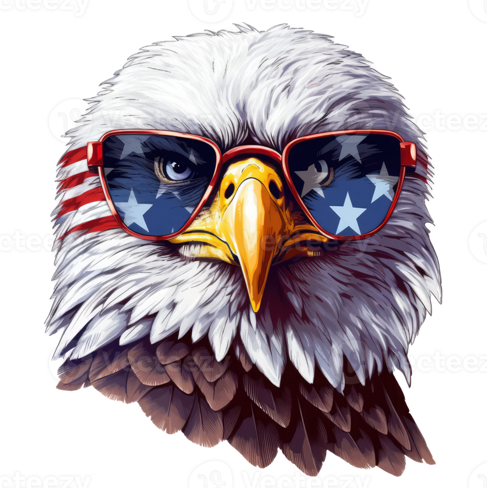 eagle wearing an American flag bandanna also wearing sunglasses . png