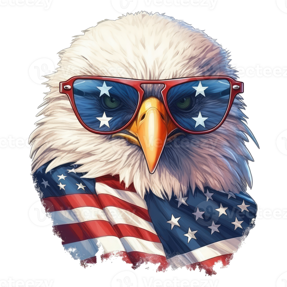 eagle with american flag sunglasses . png
