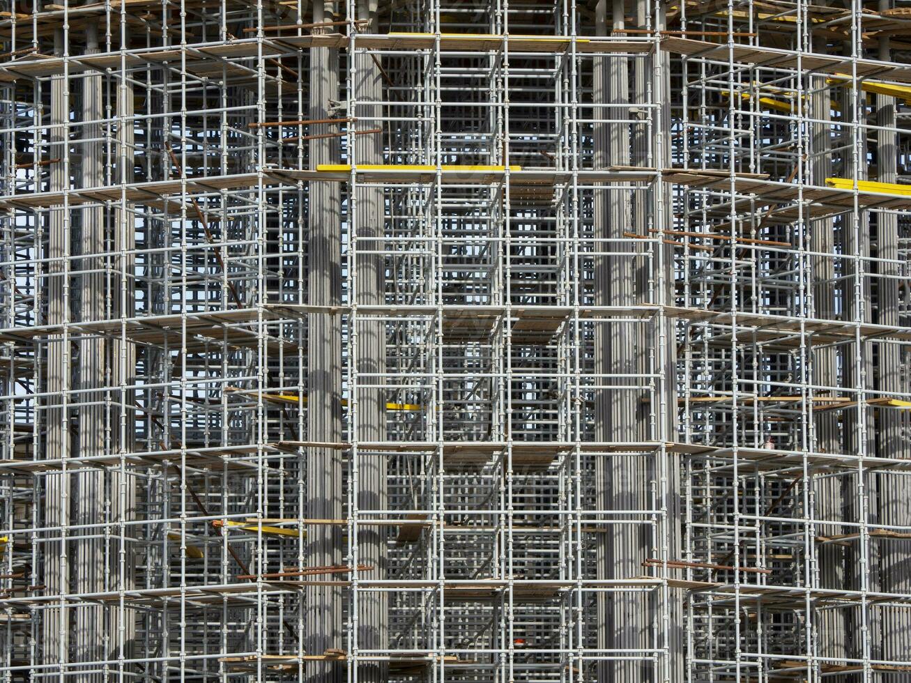 The large building in construction formwork. Aluminum alloy formwork for construction photo