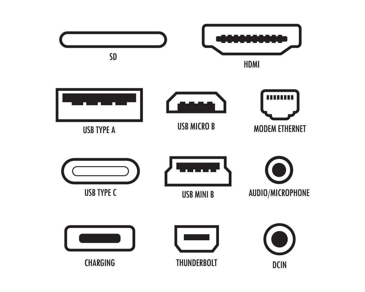 USB computadora universal conectores icono vector