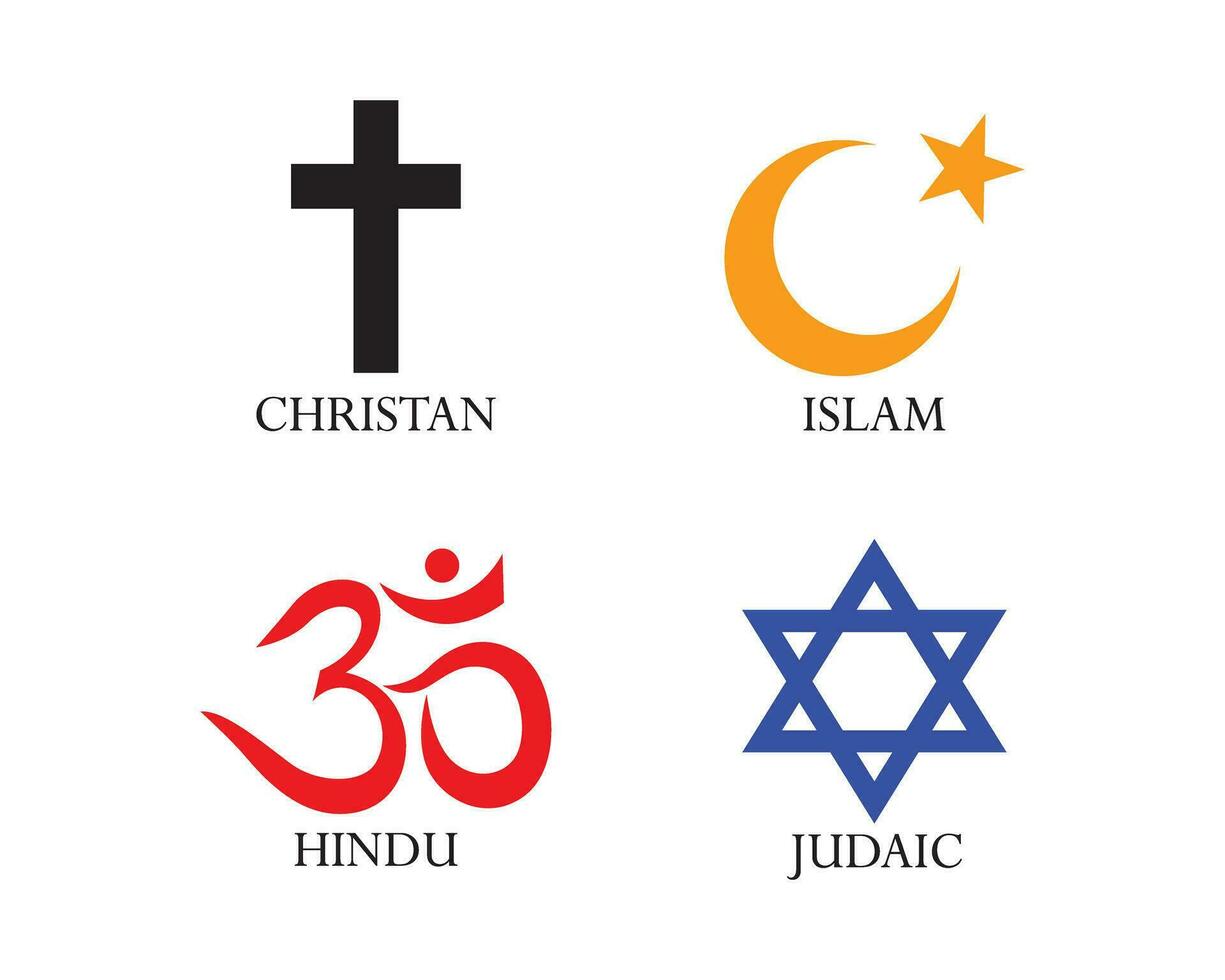 Set of World religion symbols vector