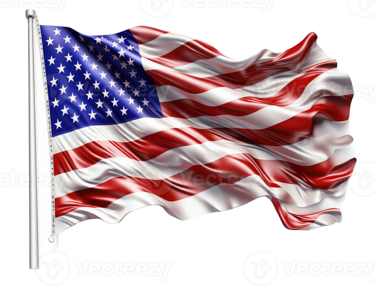 Flag of the United States of America flutters in the wind . png