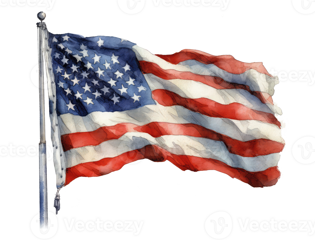 Flag of the United States of America flutters in the wind . png