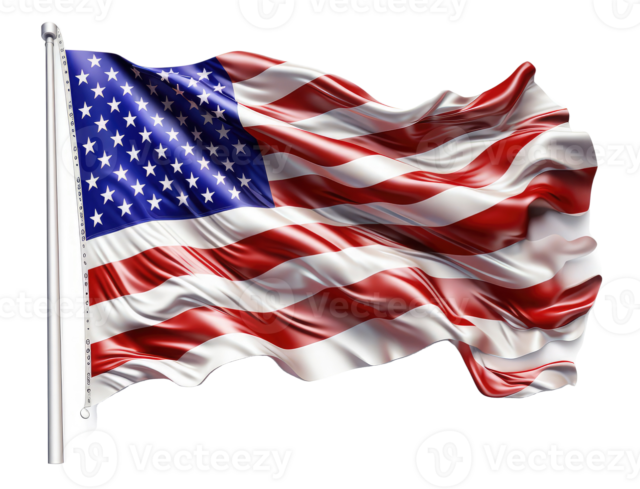 Flag of the United States of America flutters in the wind . png
