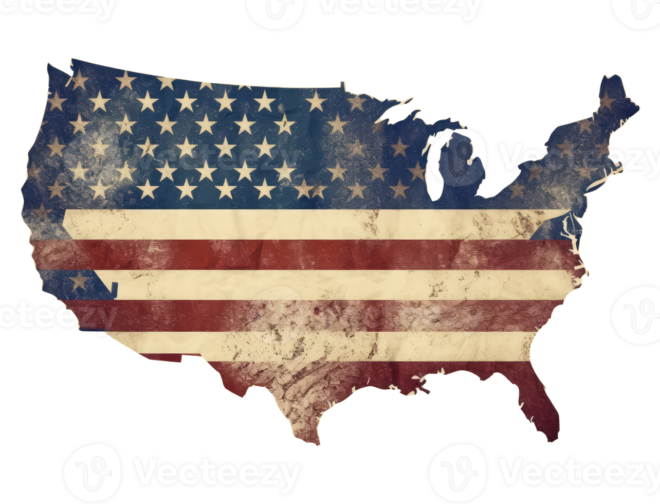 map of the United State has a large American flag . png