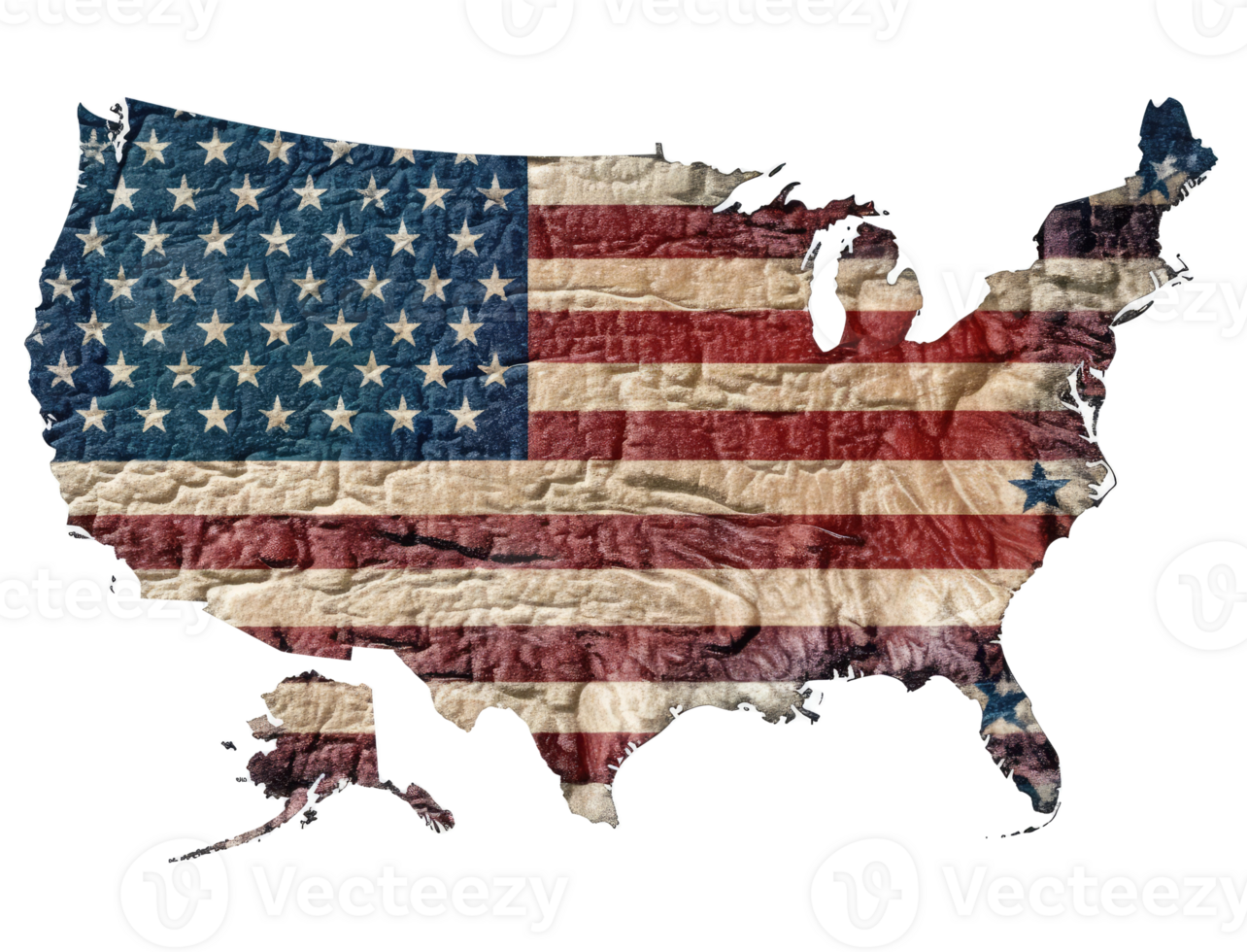 map of the United State has a large American flag . png