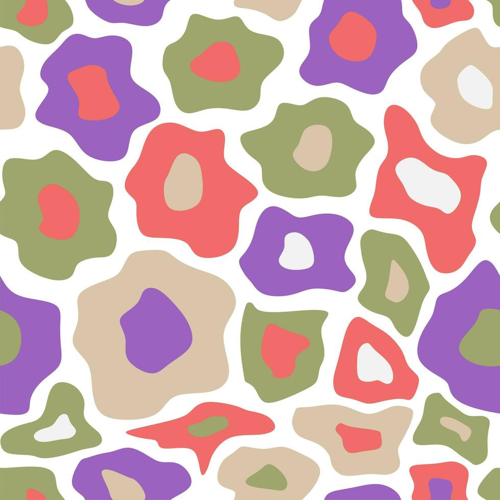 Animal skin print in rainbow colors, 90s style. Colorful leopard spot seamless pattern design. vector