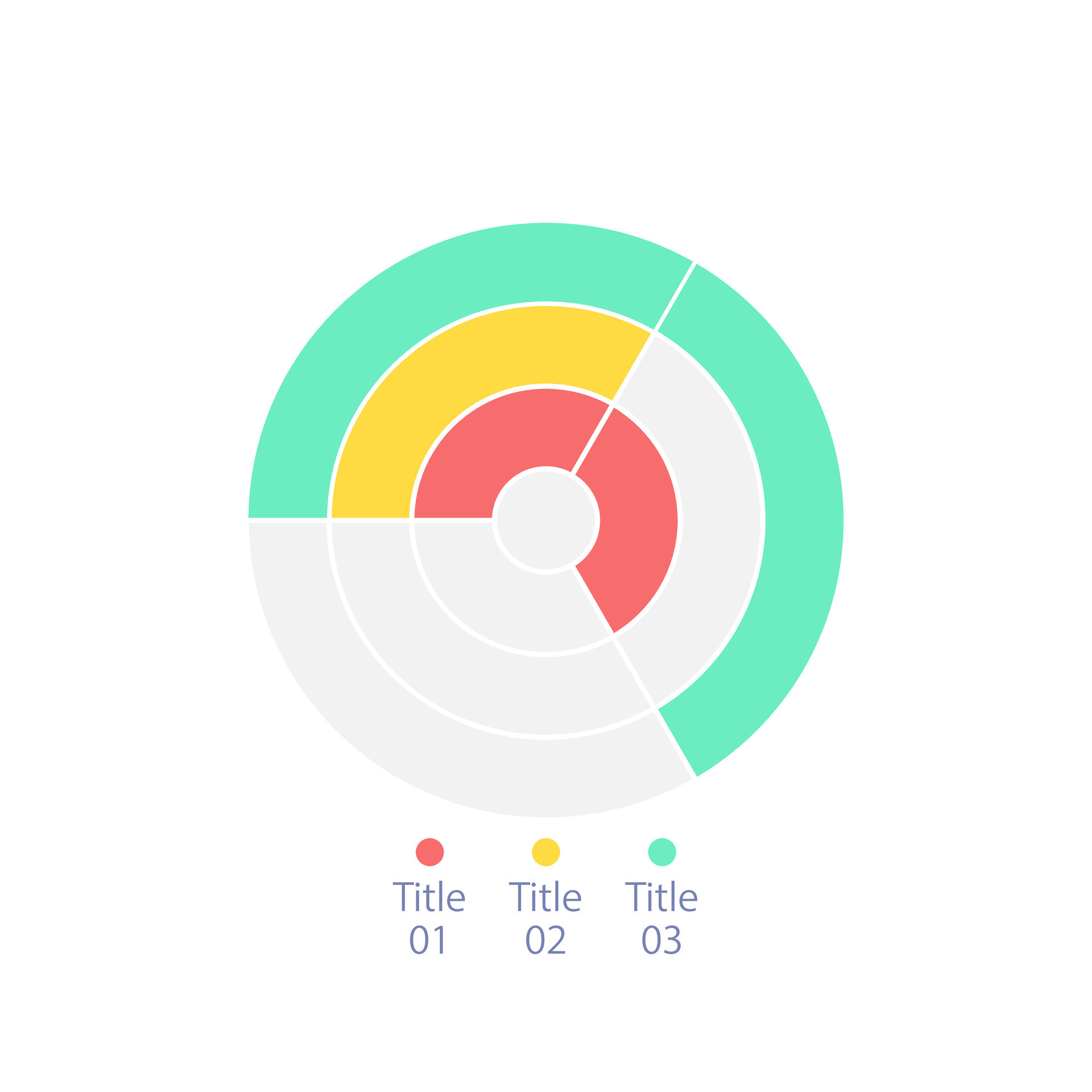 Concentric circle infographic chart design template with three segments