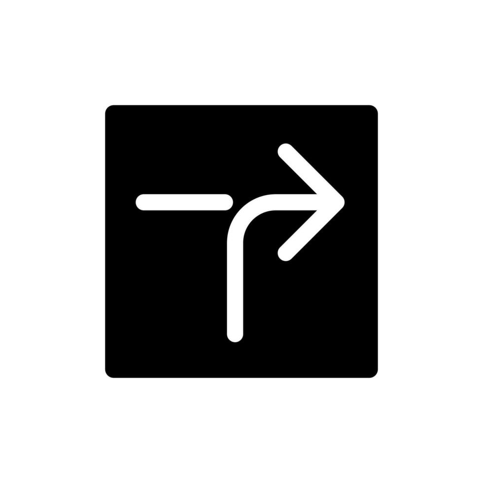 Derecha horizontal alineación firmar negro glifo ui icono. la carretera flecha. hallazgo ruta. usuario interfaz diseño. silueta símbolo en blanco espacio. sólido pictograma para web, móvil. aislado vector ilustración