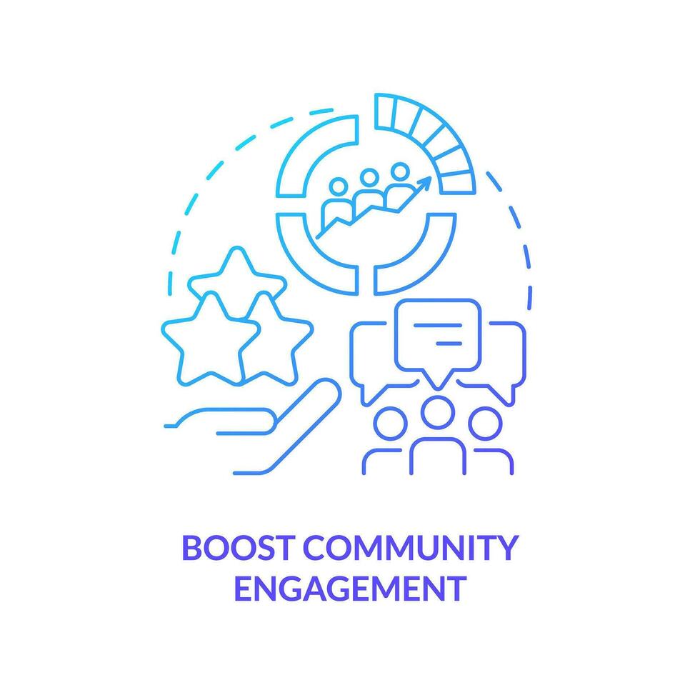 Boost community engagement blue gradient concept icon. Attract clients. Social media advertising goal abstract idea thin line illustration. Isolated outline drawing vector